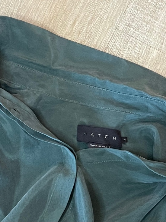 HATCH 100% Cupro Button Front Blouse Evergreen Size M-L - Picture 7 of 11